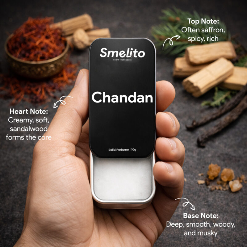 Chandan sandalwood fragrance notes solid perfume