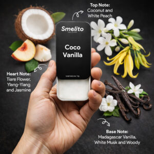 Coco Vanilla solid perfume coconut peach vanilla fragrance notes Coco Vanilla solid perfume coconut peach vanilla fragrance notes