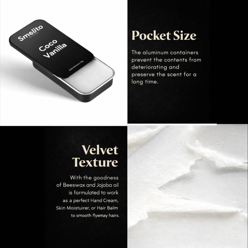 Pocket size Smelito Coco Vanilla solid perfume travel friendly Pocket size Smelito Coco Vanilla solid perfume travel friendly