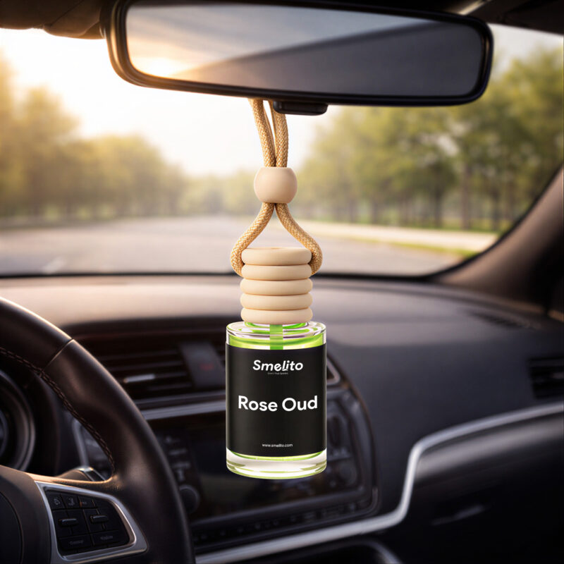 rose oud car perfume rear view mirror hanging shot rose oud car perfume rear view mirror hanging shot